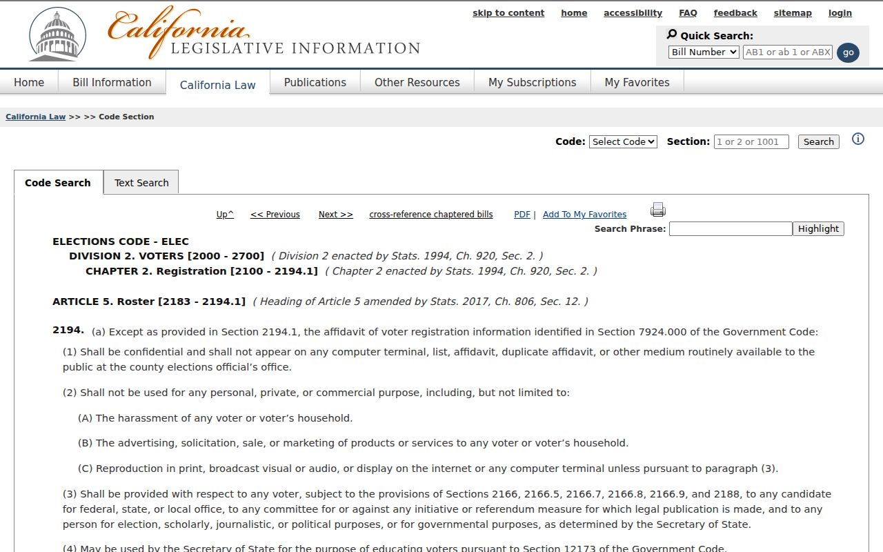 Corcoran neighbors California voter record confidentiality law