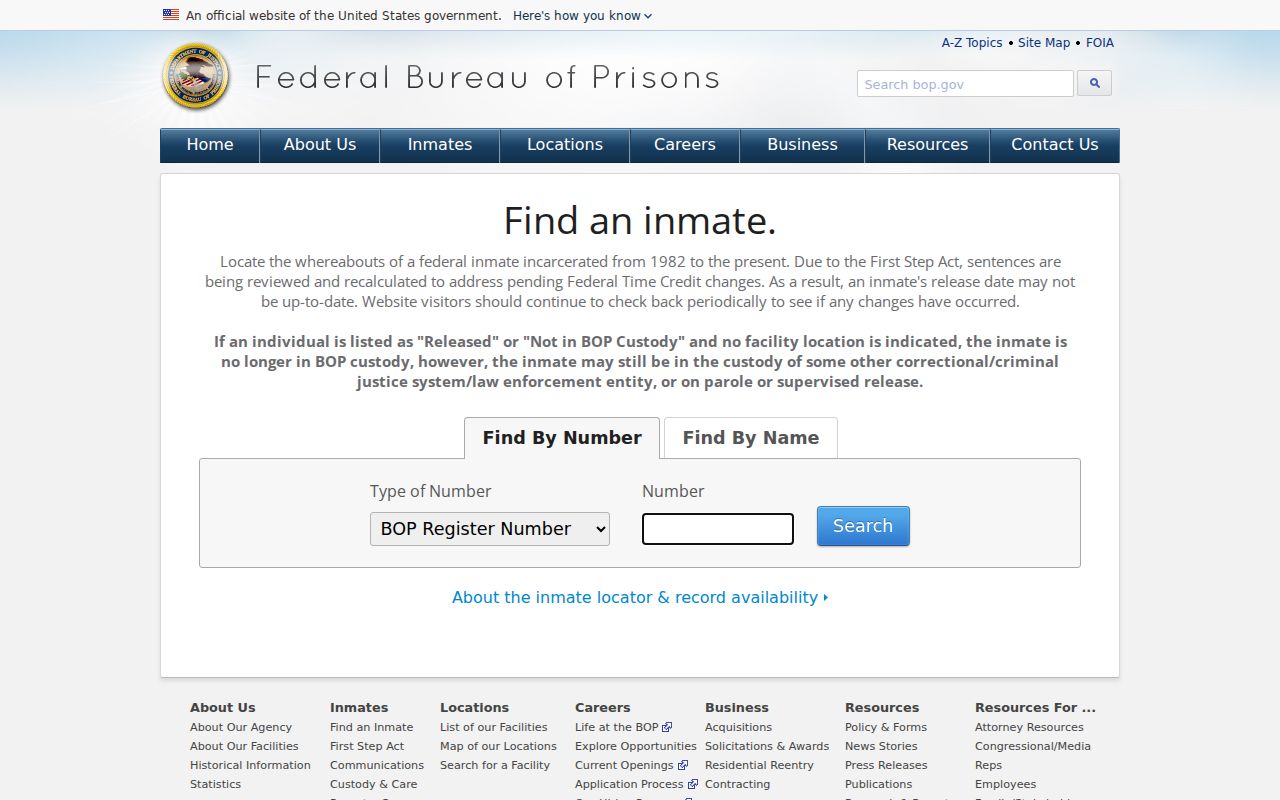 Corcoran resident lookup using the federal inmate locator