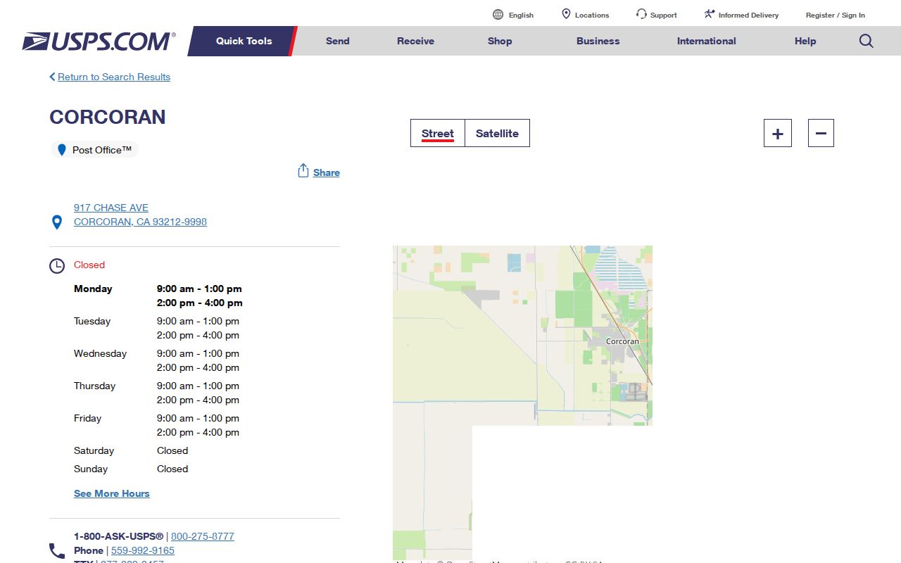Corcoran street directory USPS address reference for Corcoran and ZIP 93212